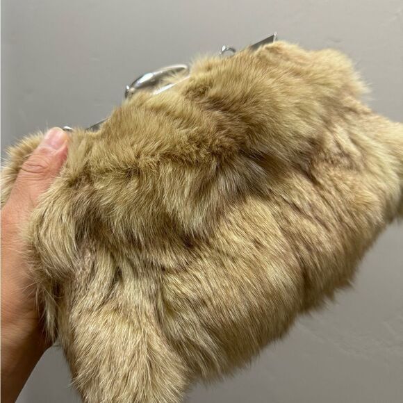 Natural Genuine Fox Fur Handmade Push Lock Clutch/Shoulder Bag/Crossbody - Picture 14 of 16